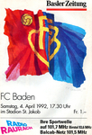 04.04.1992: FC Basel - FC Baden