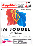 07.10.1992: FC Basel - CS Chênois